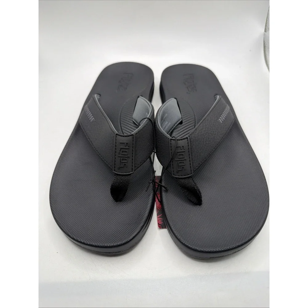 Flojos Mens Black Sandals Flip Flop Shoes Memory Foam Water-Resistant size 9